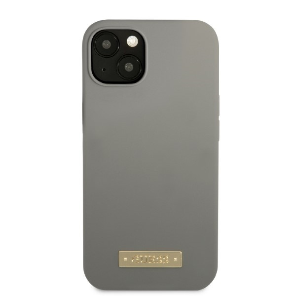 Guess GUHMP13MSPLG iPhone 13 / 14 / 15 6.1" szary/grey hard case Silicone Logo Plate MagSafe
