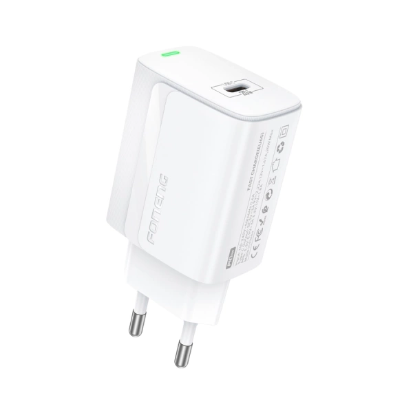 FONENG wall charger EU65 PD 20W 1xUSB-C + cable USB-C - Lightning White