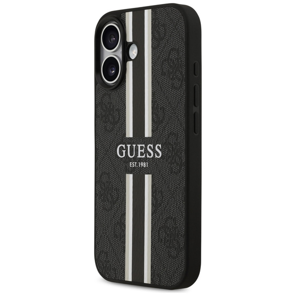 Etui Guess 4G Printed Stripes MagSafe do iPhone 17 czarny