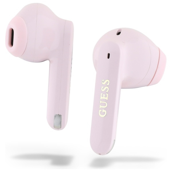 Guess słuchawki Bluetooth GUTWSC2MCDSP   TWS + stacja dokująca różowy/pink Elongated Metalic Printed Logo