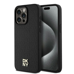 DKNY DKHMP15XPSHRPSK iPhone 15 Pro Max6.7" czarny/black hardcase Leather Monogram Pattern Metal Logo MagSafe