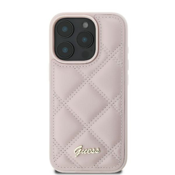 Guess GUHCP16LPSQSQSP iPhone 16 Pro6.3" różowy/pink hardcase Quilted Metal Logo