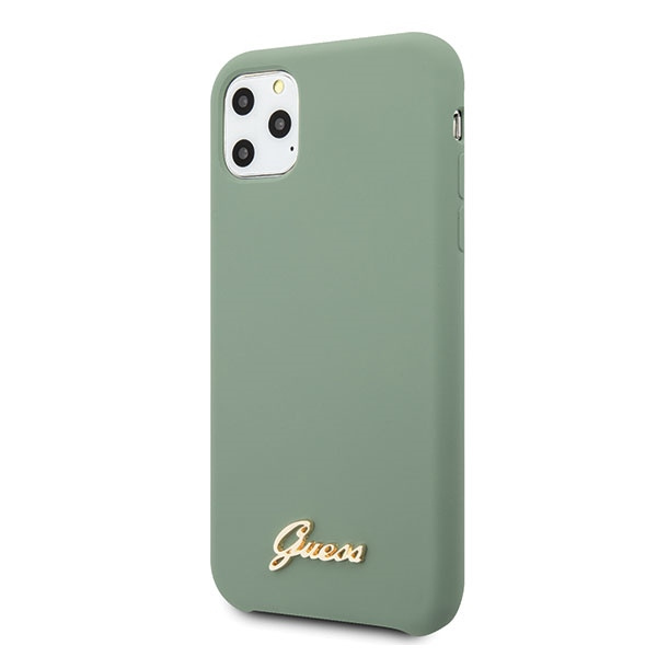 Guess GUHCN58LSLMGKA iPhone 11 Pro khaki hard case Silicone Vintage Gold Logo