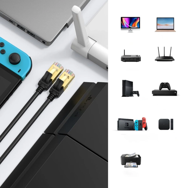 Ugreen NW107 RJ45/Cat 7 F/FTP Network Cable 15m - Black