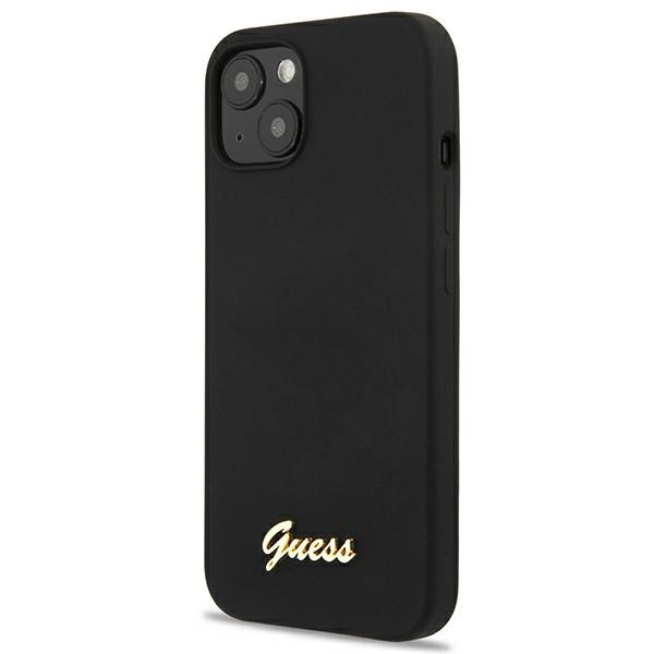 Guess GUHMP13MLSLMGBK iPhone 13 / 14 /6.1" black/czarny hardcase Silicone Script Gold Logo Magsafe