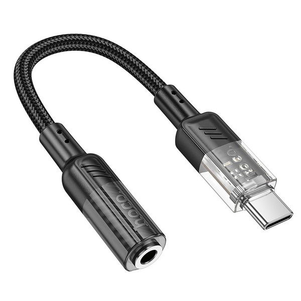 Adapter AUX USB C do Jack 3,5 mm Hoco 0,15 m LS37 transparentny czarny