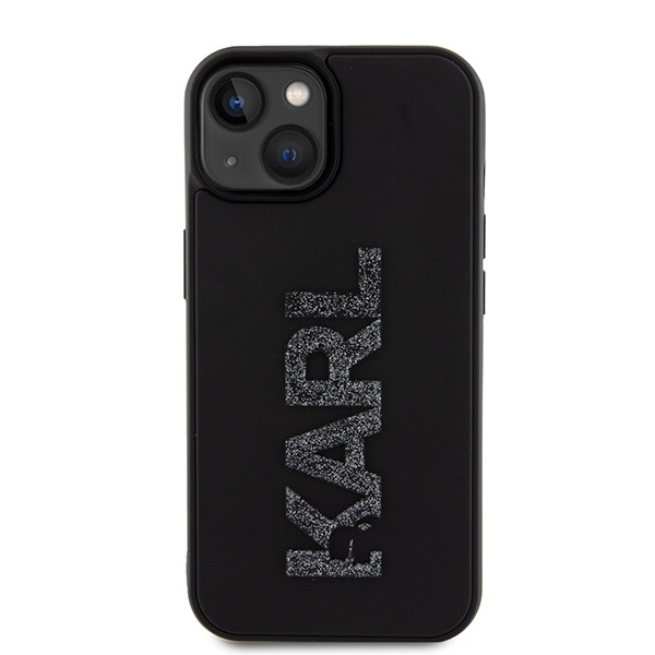 Etui Karl Lagerfeld 3D Rubber Glitter Logo na iPhone 15 - czarne