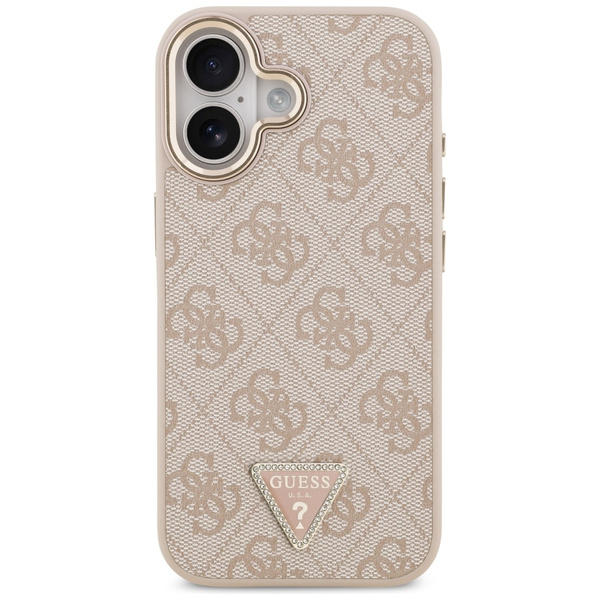 Etui Guess 4G Triangle Logo MagSafe do   iPhone 17 różowy złoty