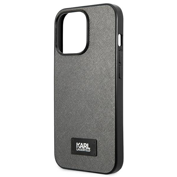 KARL LAGERFELD KLHCP13XSFMP2DG IPHONE 13 PRO MAX 6,7" HARDCASE SREBRNY/SILVER SAFFIANO PLAQUE