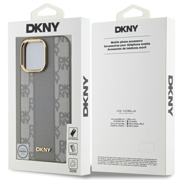 DKNY DKHMP14XPCPVSLE iPhone 14 Pro Max6.7" beżowy/beige hardcase Leather Checkered Mono Pattern MagSafe