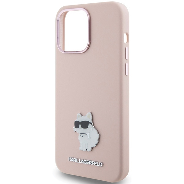 KARL LAGERFELD KLHCP15XSMHCNPP IPHONE 15 PRO MAX 6.7 "PINK/PINK SILICONE CHAPETTE METAL PIN