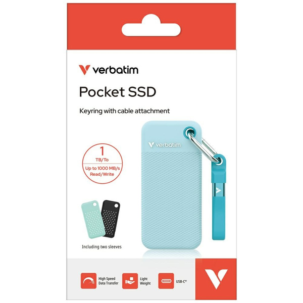 Dysk Zewnętrzny Verbatim Pocket SSD 1TB  USB-C 3.2 gen.2 czarny-polarny niebieski 32324