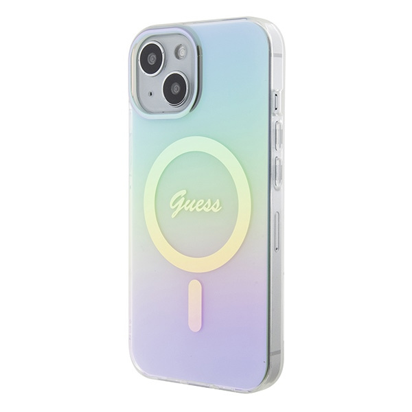 Guess GUHMP15SHITSQ iPhone 15 / 14 / 13 6.1" turkusowy/turquoise hardcase IML Iridescent MagSafe