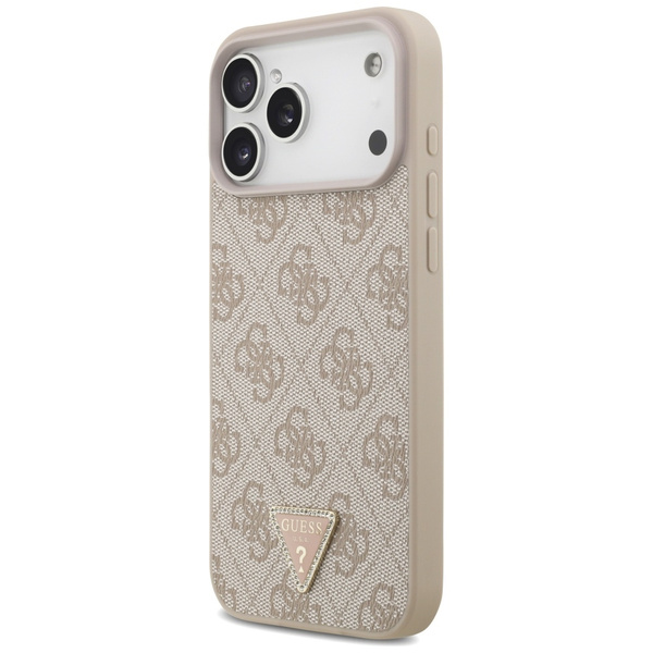 Etui Guess Leather 4G Triangle Strass    MagSafe do iPhone 17 Pro Max różowy