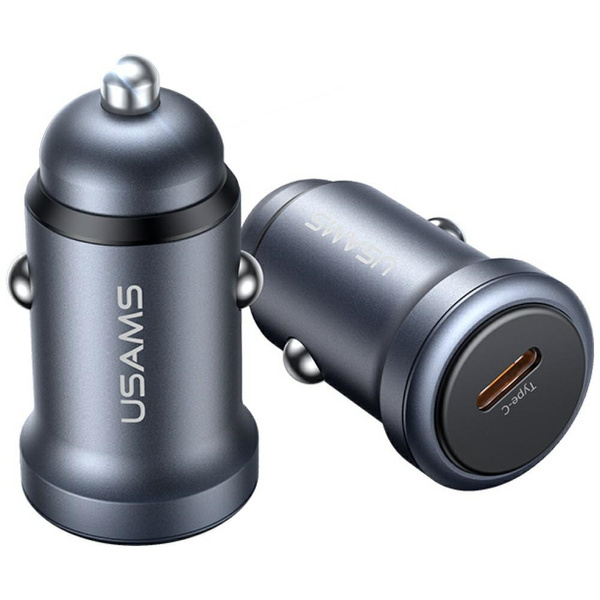 Ładowarka samochodowa USAMS CC321        Aluminium 30W PD USB-C tarnish