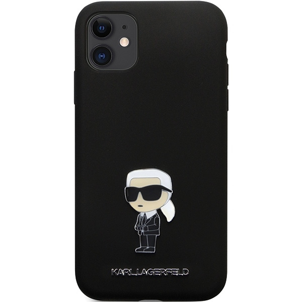 Etui Karl Lagerfeld Silicone Ikonik Metal Pin na iPhone 11 / Xr - czarne