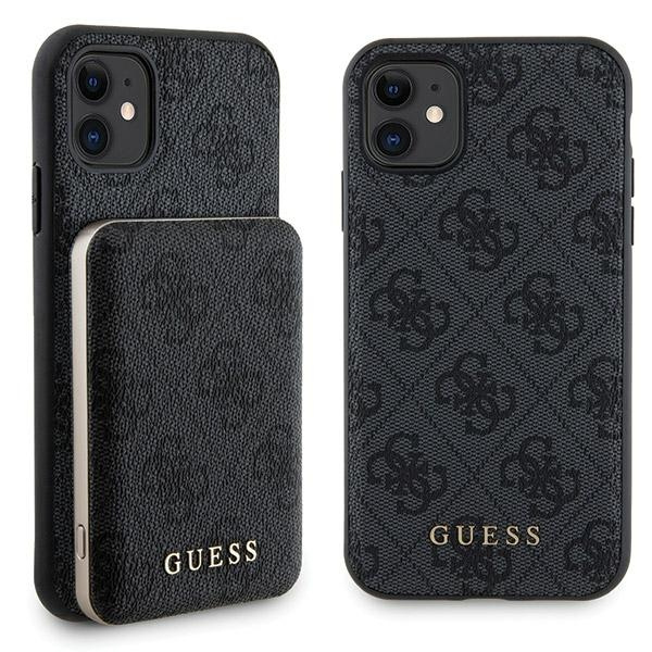 Zestaw Guess GUBPM5N614GEMGK iPhone11 6.1" hardcase + Powerbank 5000mAh MagSafe czarny/black 4G Metal Logo