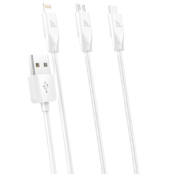 KABEL HOCO 3W1 LIGHTNING / USB TYP-C / MICRO USB BIAŁY 