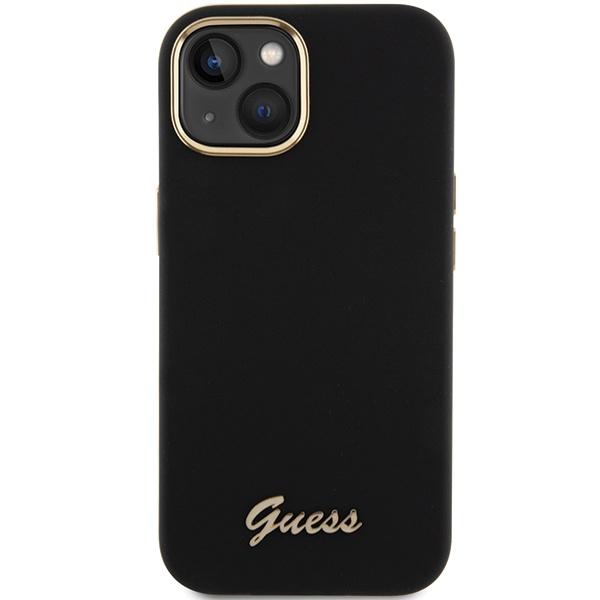 Guess GUHCP15SSMBSLK iPhone 15 / 14 / 13 6.1" czarny/black hardcase Silicone Script Metal Logo & Frame