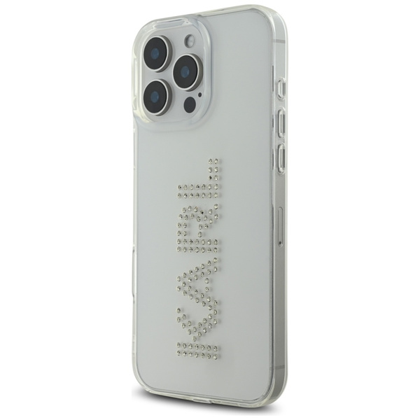 Etui Karl Lagerfeld IML Rhinestones Logo do iPhone 16 Pro przezroczysty