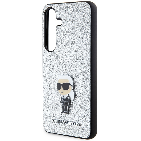 KARL LAGERFELD KLHCS24SGCNPSG S24 S921 SREBRNY/SILVER HARDCASE FIXED GLITTER IKONIK LOGO PIN