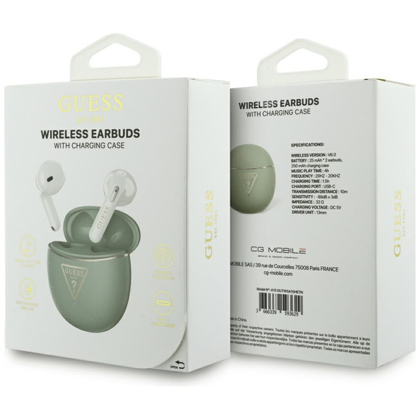 Słuchawki TWS Guess Gold Line Triangle   khaki