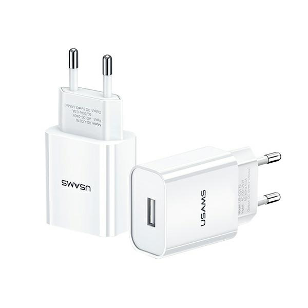 USAMS Ład. siec. 1xUSB T18 2,1A (only head) biały/white Fast Charging CC075TC01