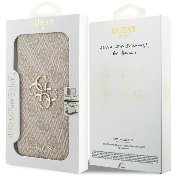 Etui Guess Book 4G Metal Logo do iPhone  17 Pro Max różowy