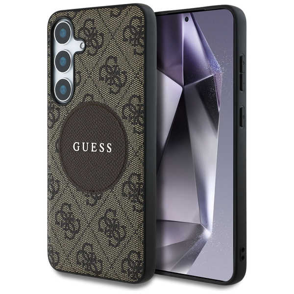 Etui Guess 4G Round Patch Classic Logo   MagSafe do Samsung Galaxy S25+ brązowy
