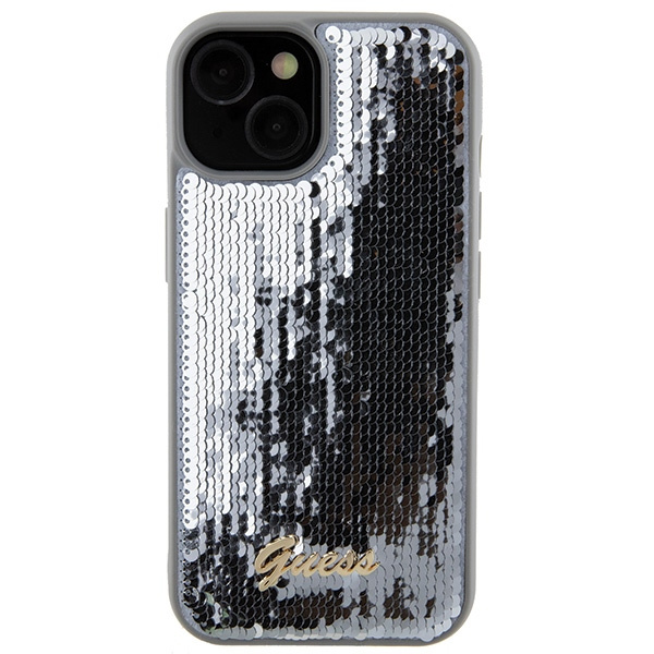 Guess GUHCP15SPSFDGSS iPhone 15 / 14 / 13 6.1" srebrny/silver hardcase Sequin Script Metal