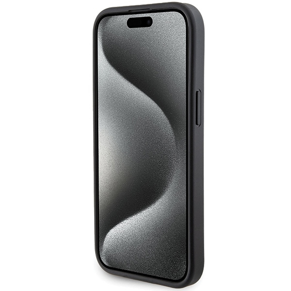 Karl Lagerfeld Gripstand Saffiano Karl&amp;Choupette Pins case for iPhone 15 - black