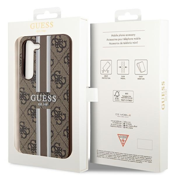 Guess GUHCS23MP4RPSW S23+ S916brązowy/brown hardcase 4G Printed Stripe