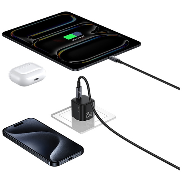 Ładowarka sieciowa USAMS JC Series CC289 25W GaN Mini Fast Charger USB-C czarny