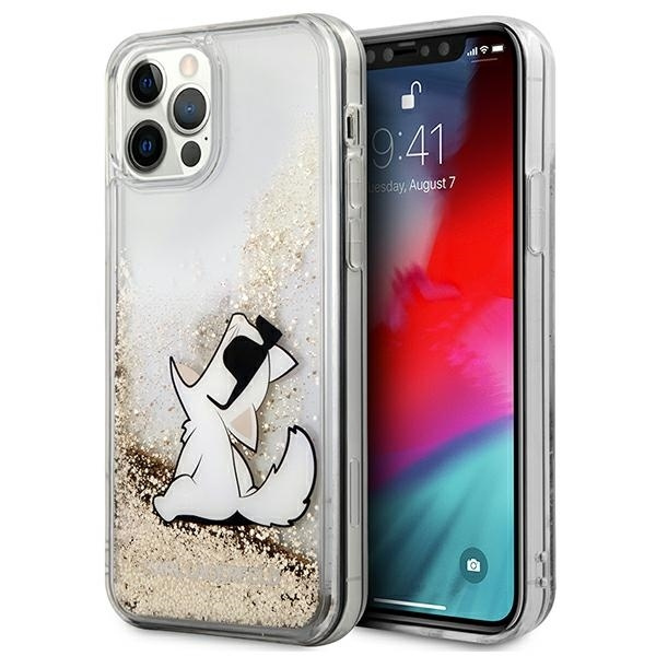 KARL LAGERFELD KLHCP12MGCFD IPHONE 12 / 12 PRO 6,1" ZŁOTY/GOLD HARDCASE LIQUID GLITTER CHOUPETTE FUN