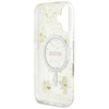 Etui Guess Resin Flowers Glitter MagSafe do iPhone 16 beżowy
