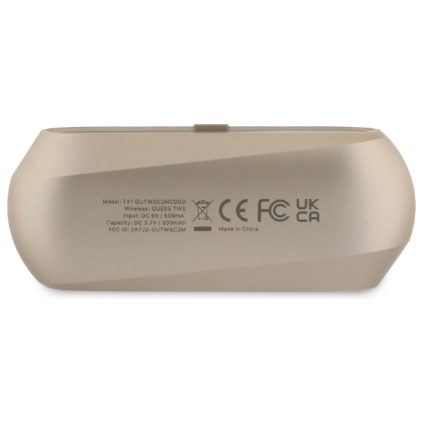 Guess słuchawki Bluetooth GUTWSC2MCDSD   TWS + stacja dokująca złoty/gold Elongated Metalic Printed Logo