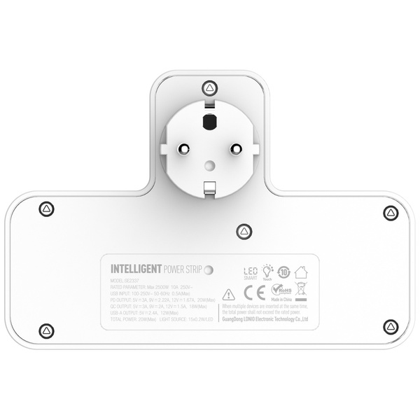 Listwa zasilająca Beline                 z podświetleniem LED 2xUSB-A/USB-C/2xAC biały