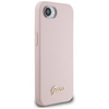Etui Guess Silicone Script Metal Logo    MagSafe do iPhone 16e różowy
