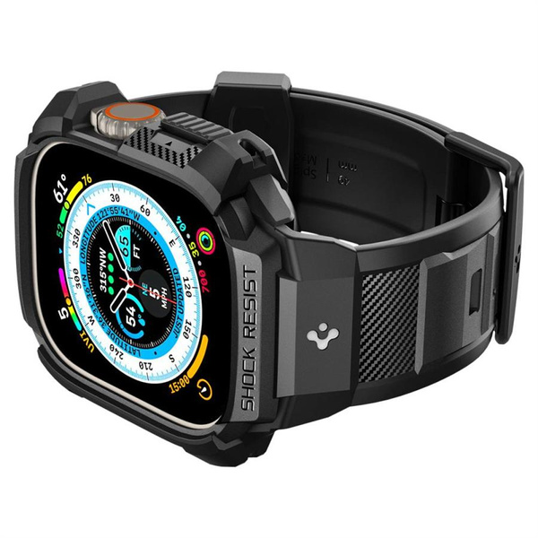 Etui z paskiem Spigen Rugged Armor Pro na Apple Watch Ultra (49 mm) - czarne