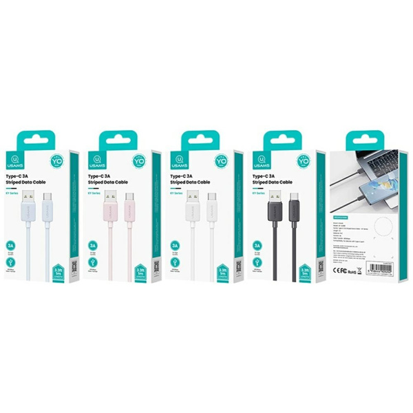 Kabel USAMS KY Series US-SJ698 3A USB-C  do USB-A 3m czarny