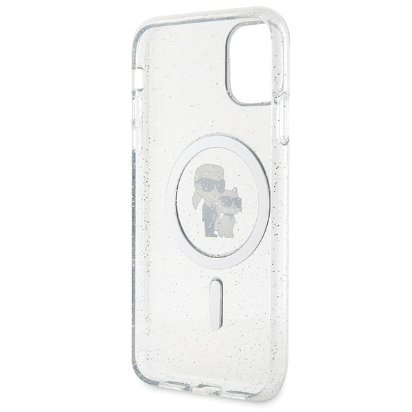 Karl Lagerfeld KLHMN61HGKCNOT case for iPhone 11 / Xr - transparent hardcase Karl&amp;Choupette Glitter MagSafe