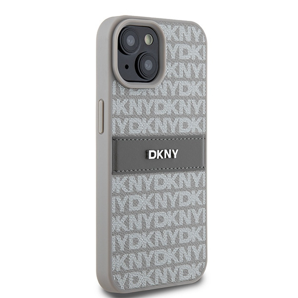 DKNY DKHCP15SPRTHSLE iPhone 15 / 14 / 136.1" beżowy/beige hardcase Leather Mono Stripe & Metal Logo