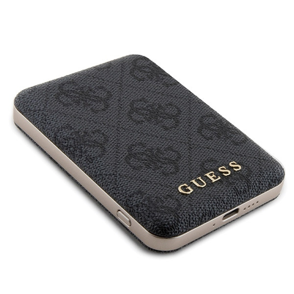 Zestaw Guess GUBPM5P15S4GEMGK iPhone15 6.1" hardcase + Powerbank 5000mAh MagSafe czarny/black 4G Metal Logo