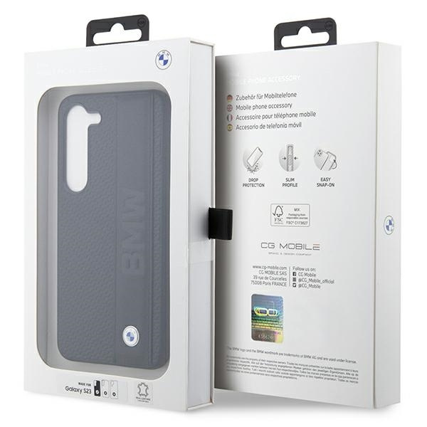 Etui BMW Leather Textured & Stripe na Samsung Galaxy S23 - czarne