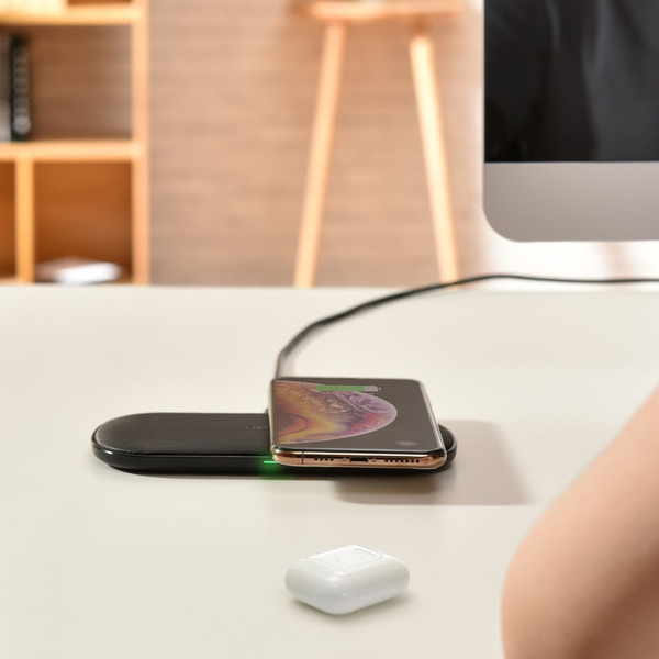 CHOETECH 2IN1 QI WIRELESS CHARGER FOR AIRPODS 2 PHONE / EARPHONE WITH 5 CHARGING COILS BLACK (T535-S (H))