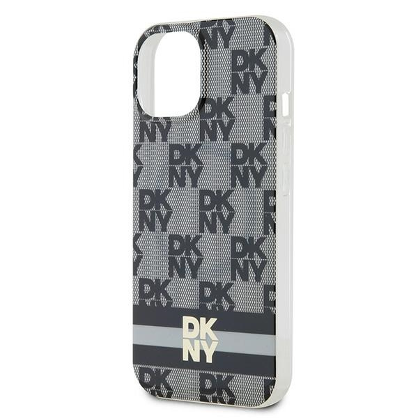 DKNY DKHMP14SHCPTSK iPhone 14 / 15 / 136.1" czarny/black hardcase IML Checkered Mono Pattern & Printed Stripes MagSafe