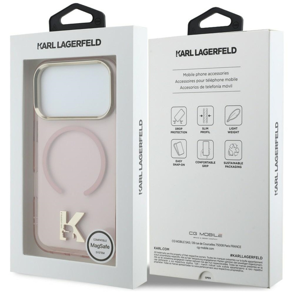 Etui Karl Lagerfeld IML K Head Logo      MagSafe do iPhone 17 Pro różowy