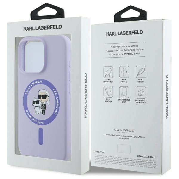 Karl Lagerfeld KLHMP16LSCMKCRHU iPhone 16 Pro fioletowy/purple HC MagSafe Silicone KC Heads Ring