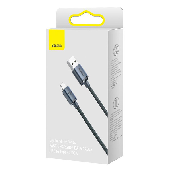 Baseus Crystal Shine Series cable USB cable for fast charging and data transfer USB Type A - USB Type C 100W 1.2m black (CAJY000401)