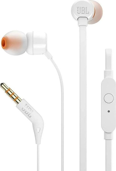 Słuchawki JBL T110 Przewodowe Jack 3.5mm Białe z mikrofonem